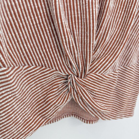 W5 Anthropologie Textured‎ Stripe Twist Knot 3/4 Sleeve Blouse Size Sm, FLAWS - Picture 4 of 14